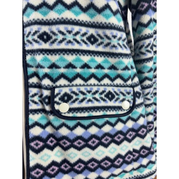 B9 Talbots Fair Isle Knit Fleece Jacket Women L Southwestern Cottagecore Nordic - Picture 3 of 7